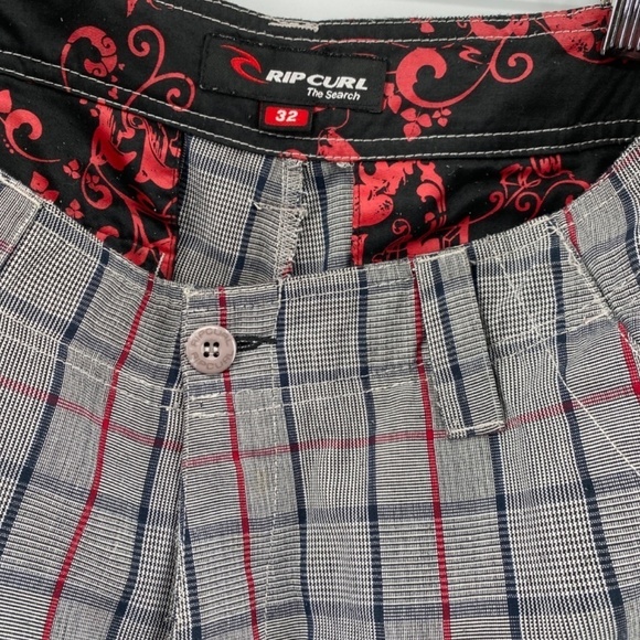 Ripe Curl Shorts Women's 32 Plaid The Search Front Rear Pockets Button Zip - Picture 9 of 10